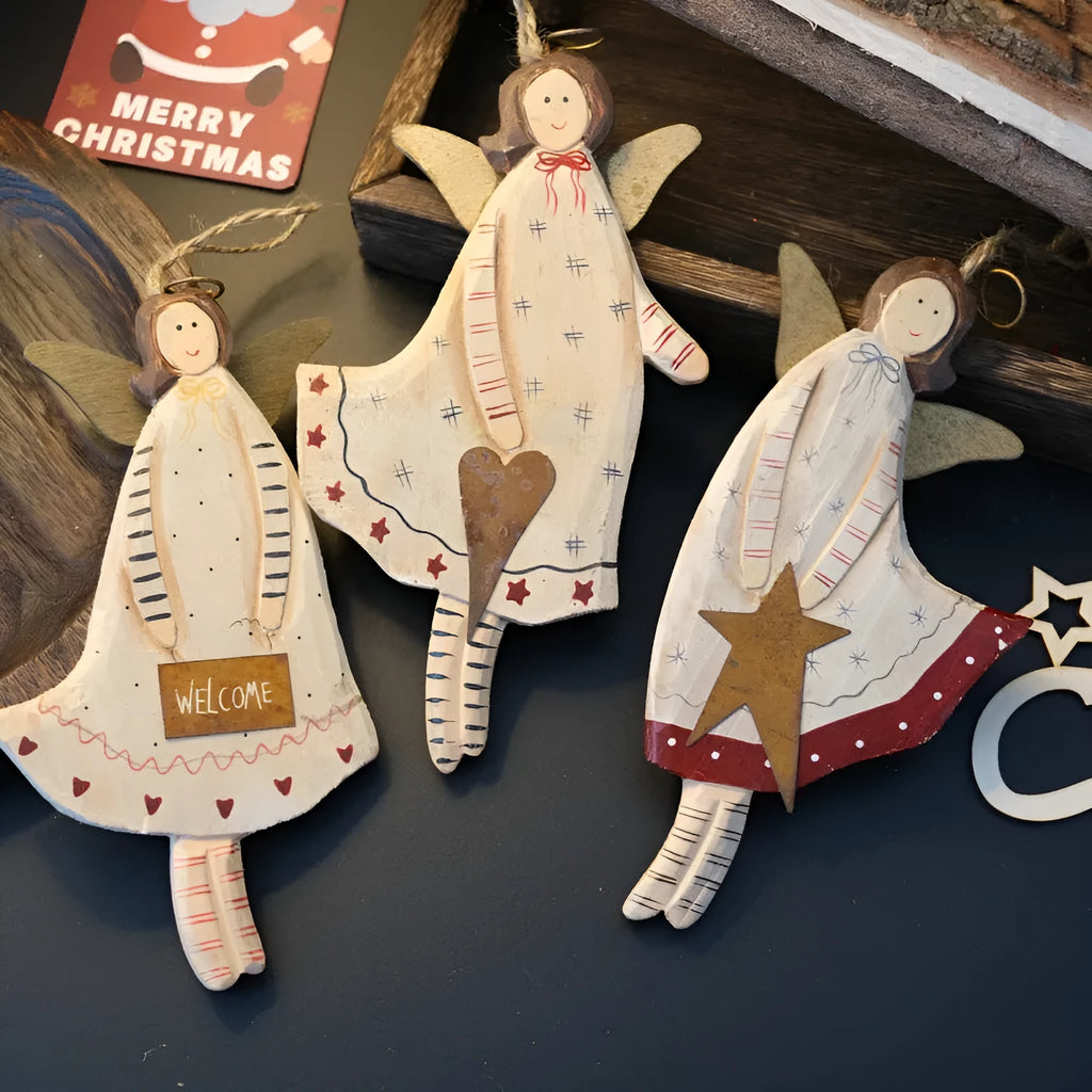 Hand-painted wooden door plate pendant with carved letters and love heart design in country style