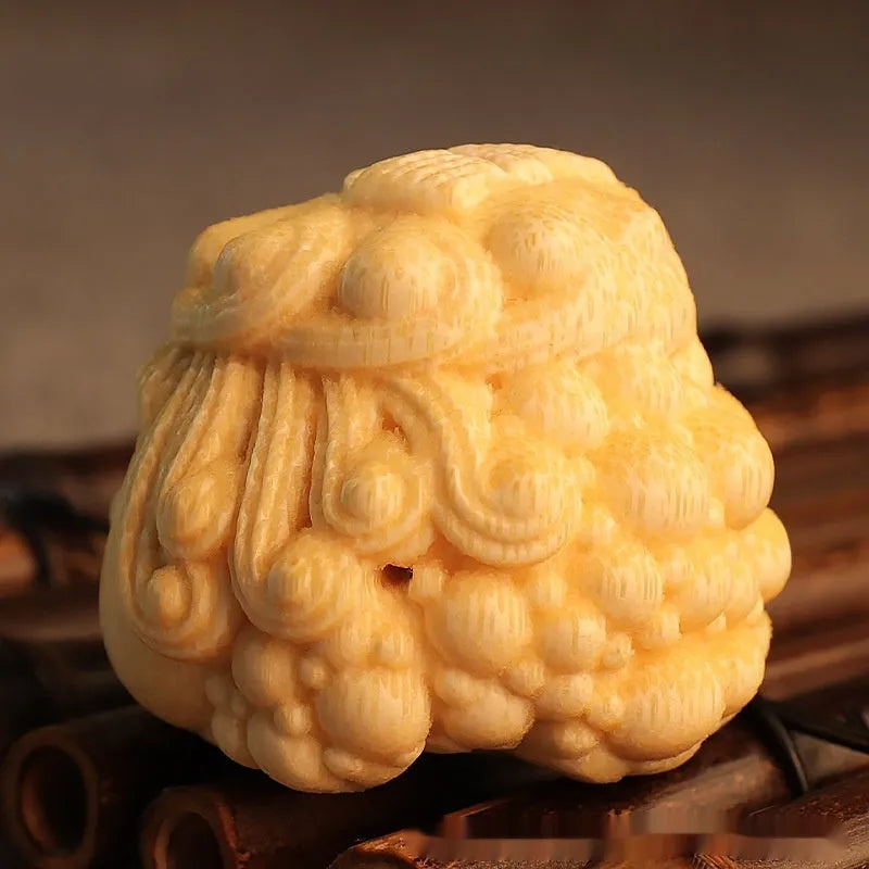 Golden toad princess ornament hand carved from solid bamboo material