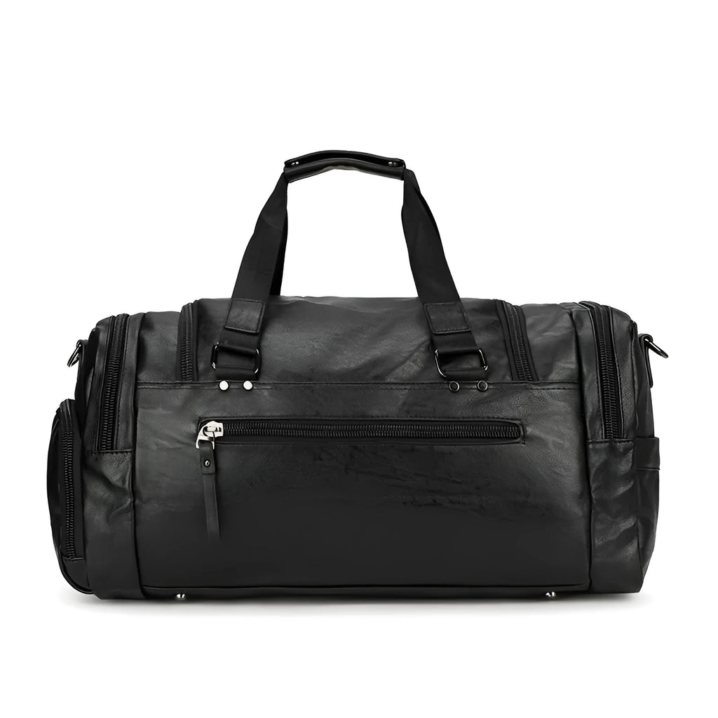 Black large capacity travel bag for shoes and trainers with dimensions 52cm by 19cm by 27cm.