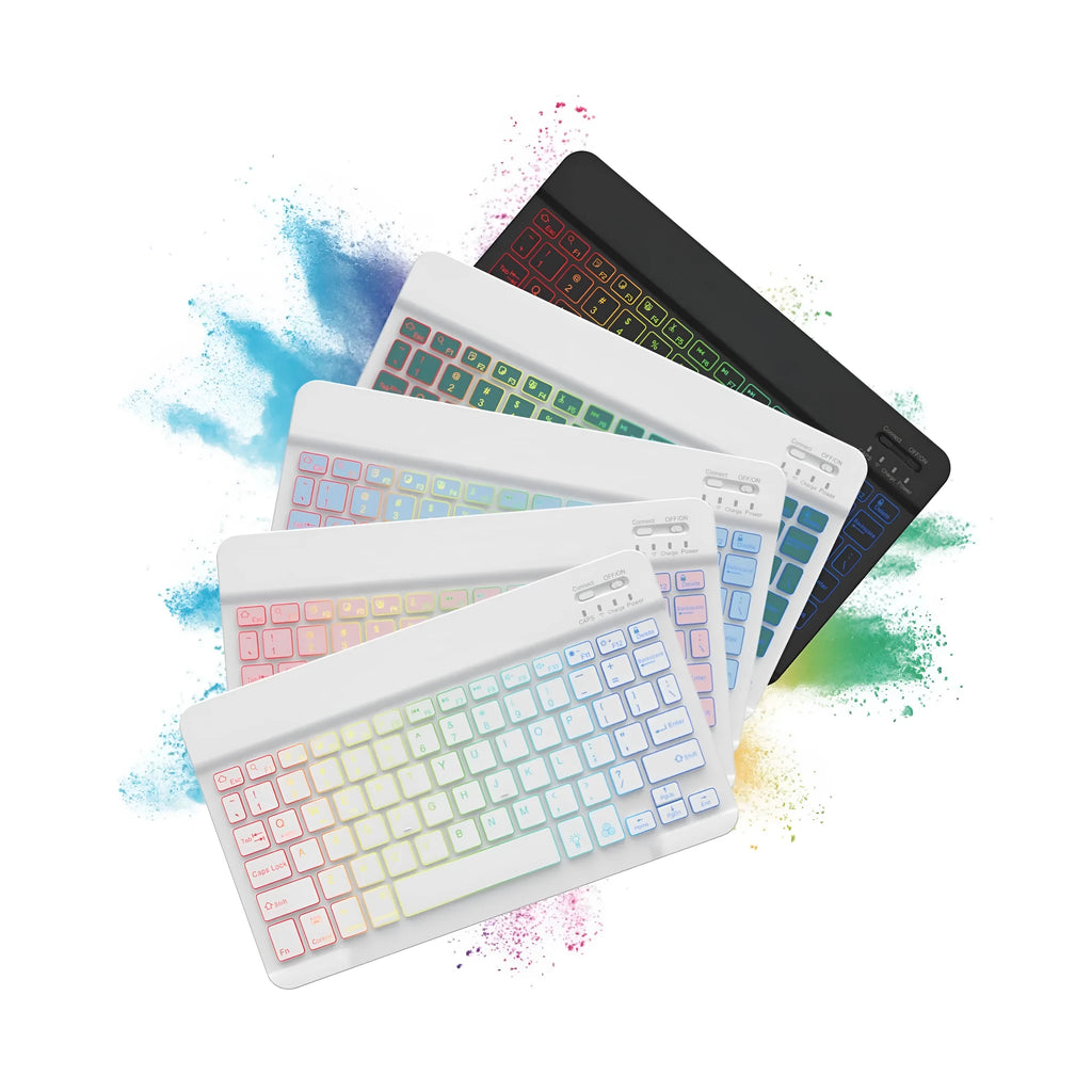 10-inch Bluetooth backlit keyboard with colourful LED lighting for tablet typing