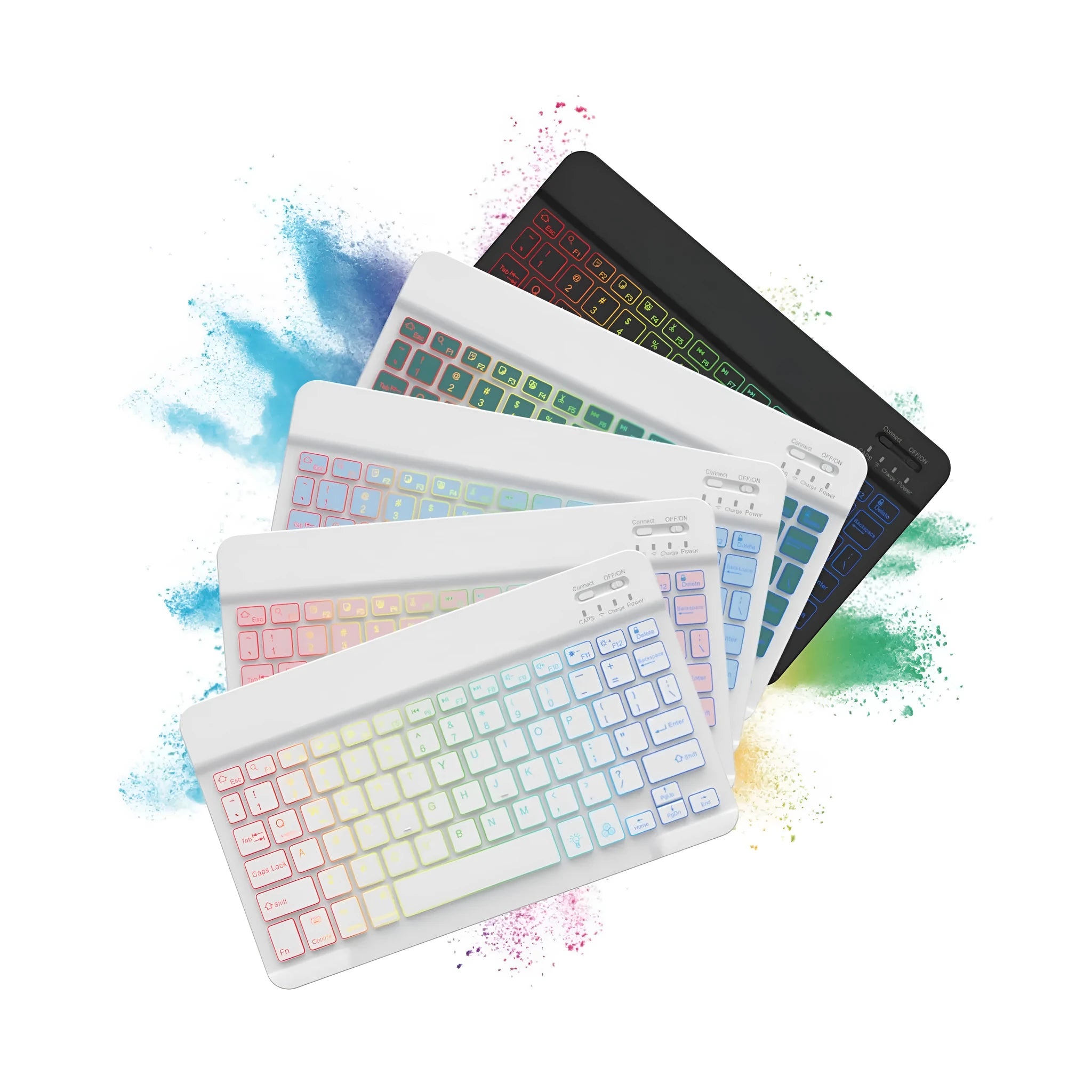 10-inch Bluetooth backlit keyboard with colourful LED lighting for tablet typing