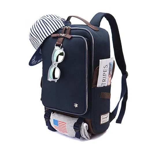 Men's Oxford cloth backpack with multiple compartments shown in Army Green colour