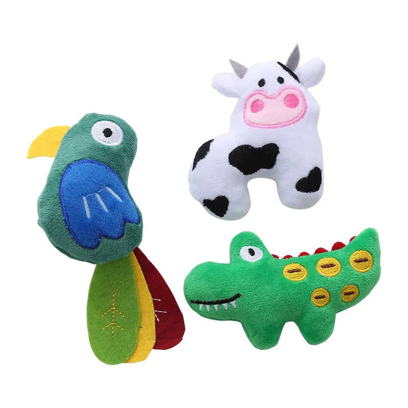 Plush cat toy in cow shape with catnip filling for interactive feline play