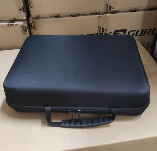 Black and white deep tissue massage gun with adjustable speed settings on a 1800-3200rpm scale.