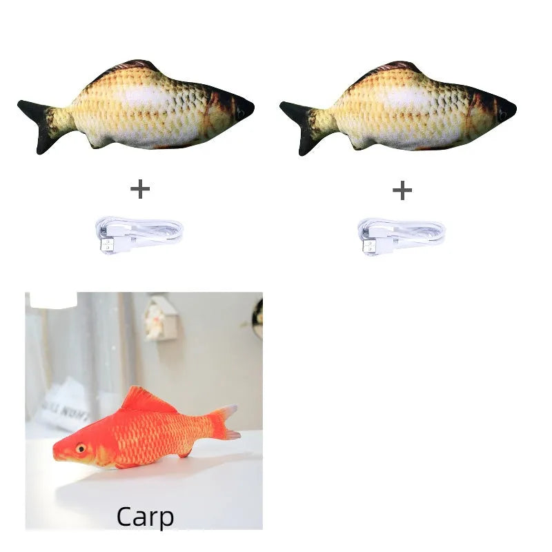 Electronic jumping fish cat toy without cat nip, 30cm multicolour design with USB cable