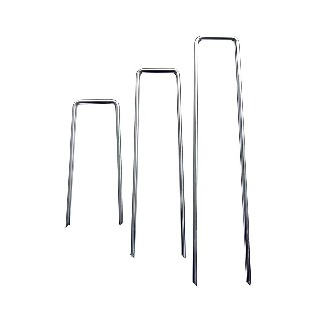 Galvanised steel ground nail 4cm wide 15cm long for fixing lawn fabric and grass cloth
