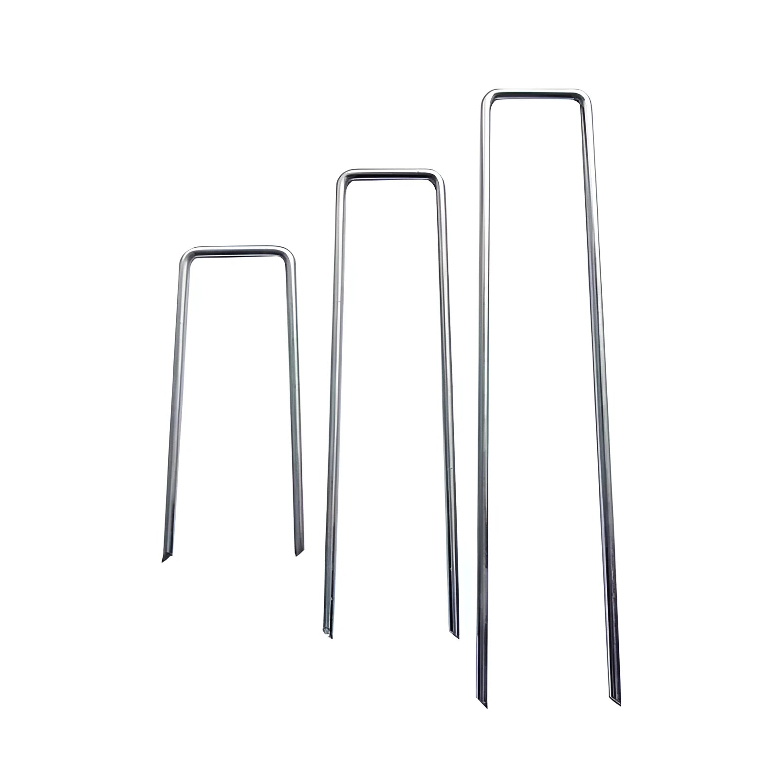 Galvanised steel ground nail 4cm wide 15cm long for fixing lawn fabric and grass cloth