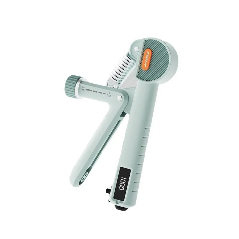 Adjustable spring grip strengthener in black ABS plastic for hand exercises