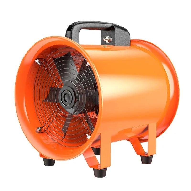 8-inch portable titanium steel industrial axial flow fan with a 5-metre flexible air duct for ventilation.