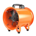 8-inch portable titanium steel industrial axial flow fan with a 5-metre flexible air duct for ventilation.
