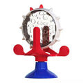 Interactive pet puzzle feeder toy with spinner and suction cup base in assorted colours