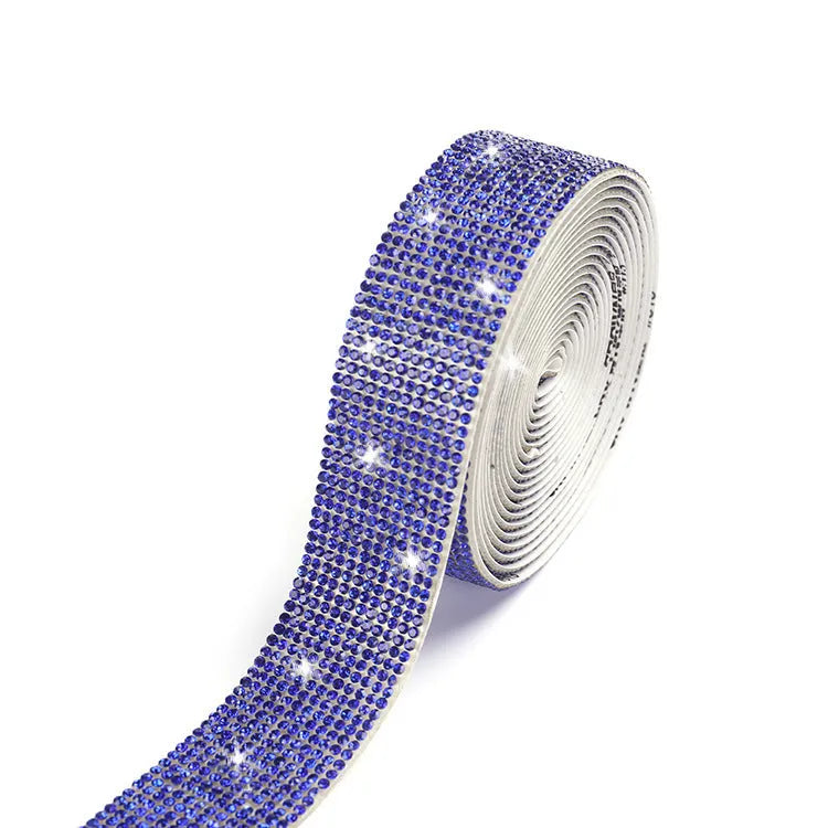 Glass water drill strip for self-adhesive clothing decoration in white or AB colour with electroplating treatment