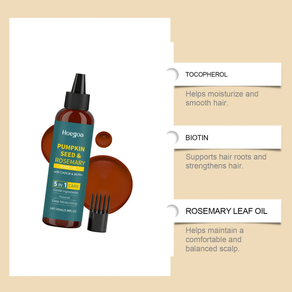 100ml rosemary hair care essential oil bottle with pointed nozzle and hair comb applicator