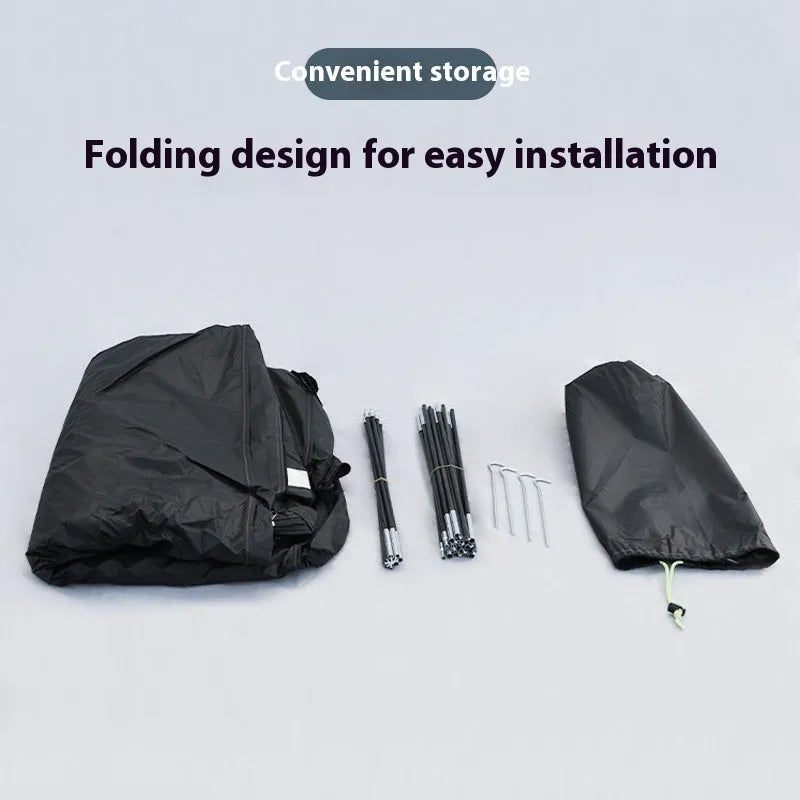 Black outdoor bicycle storage tent measuring 185cm with space for 2-3 bikes