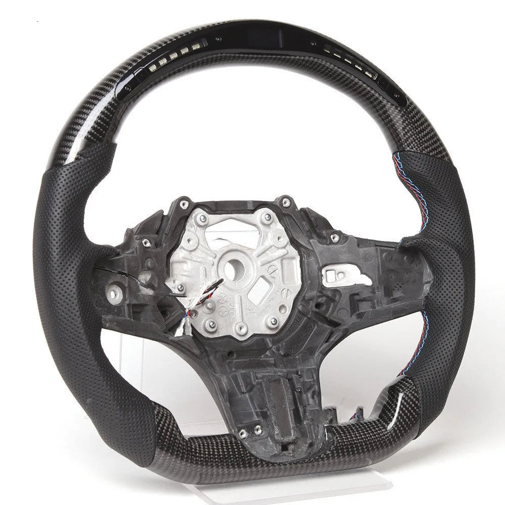 Black carbon fibre sports steering wheel with LED display for BMW X3 X5