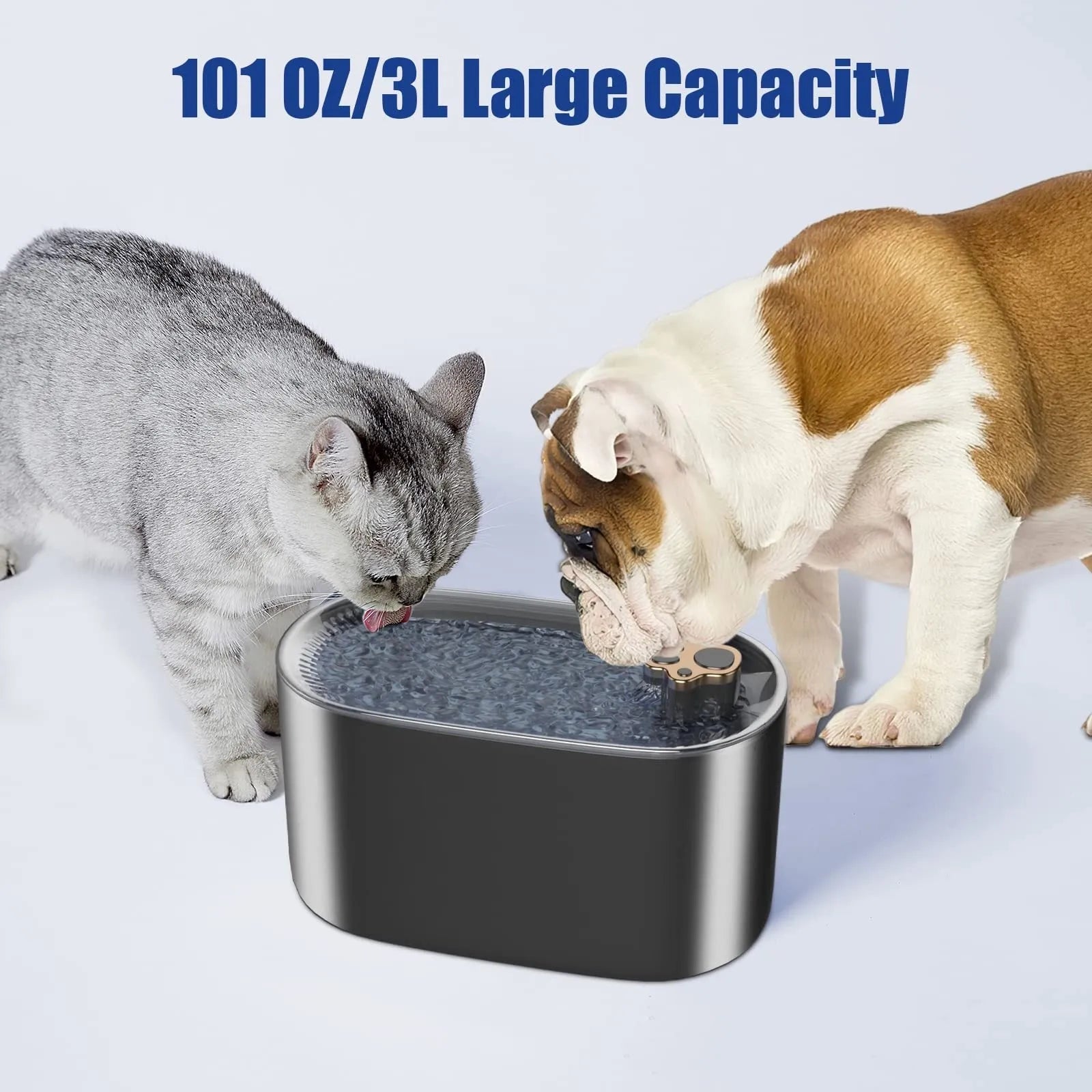 3L automatic pet water fountain in Berlin blue colour with LED light and quiet pump