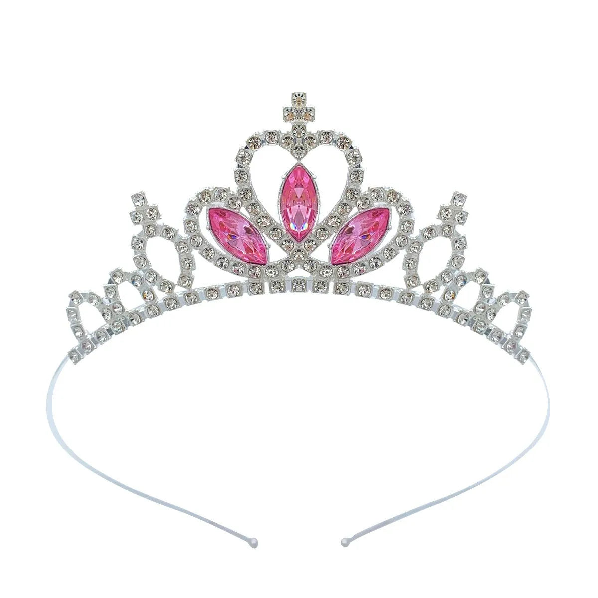 Girl's alloy princess crown with electroplated finish and crystal diamond decorations
