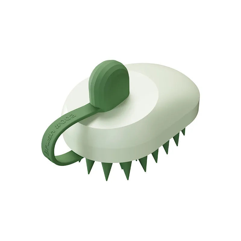 Pet grooming brush with soft silicone bristles and ABS handle for dog bath hair removal and massage