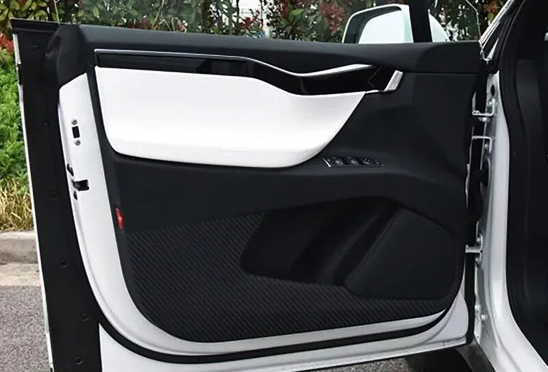 Carbon fibre protective film for Tesla Model S car door controls, 4-piece set