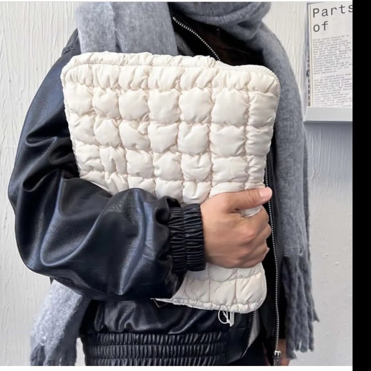 Large capacity cloud cotton laptop bag in black with multiple organisation sections