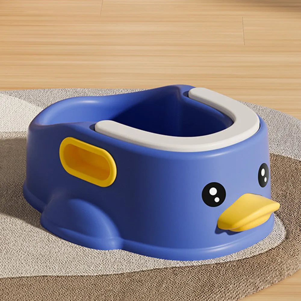 Blue PVC duck-shaped pet bathtub for dogs and cats on a white background.