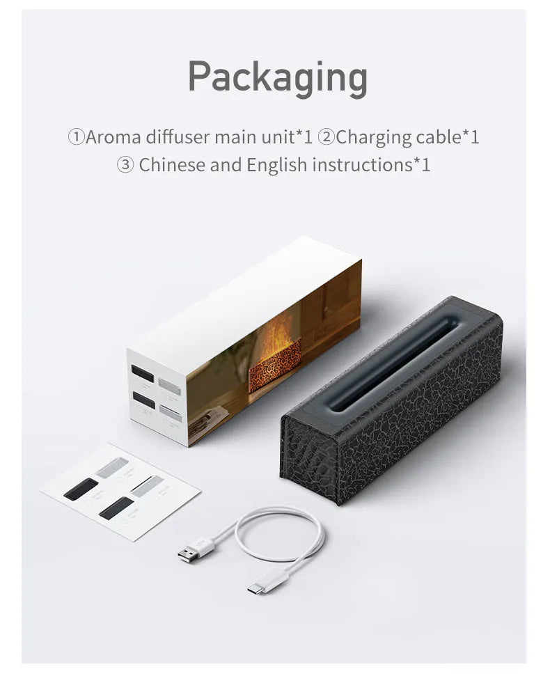Square creative lava flame design desktop humidifier and aroma diffuser with USB plug