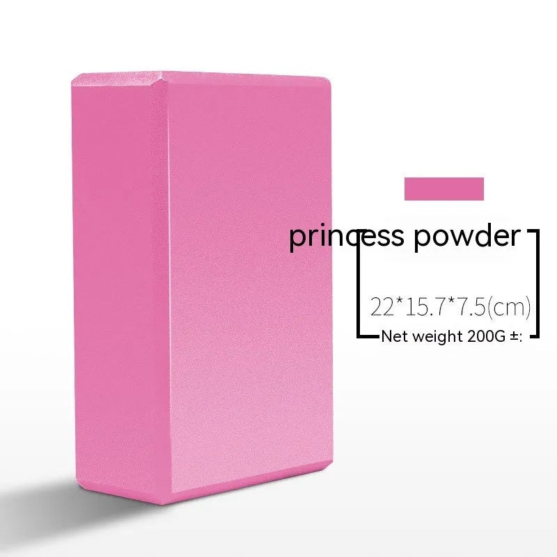High-density EVA yoga block in a selection of solid colours and printed designs.