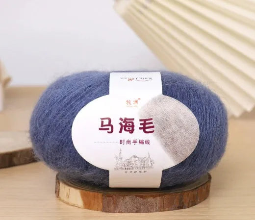 Mohair wool ball for DIY scarf kit with 34 colour options including white, grey, pink and blue