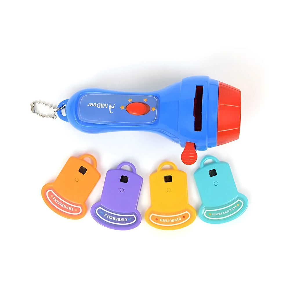 Kids story projector torch with clip-on discs for bedroom ceiling projection