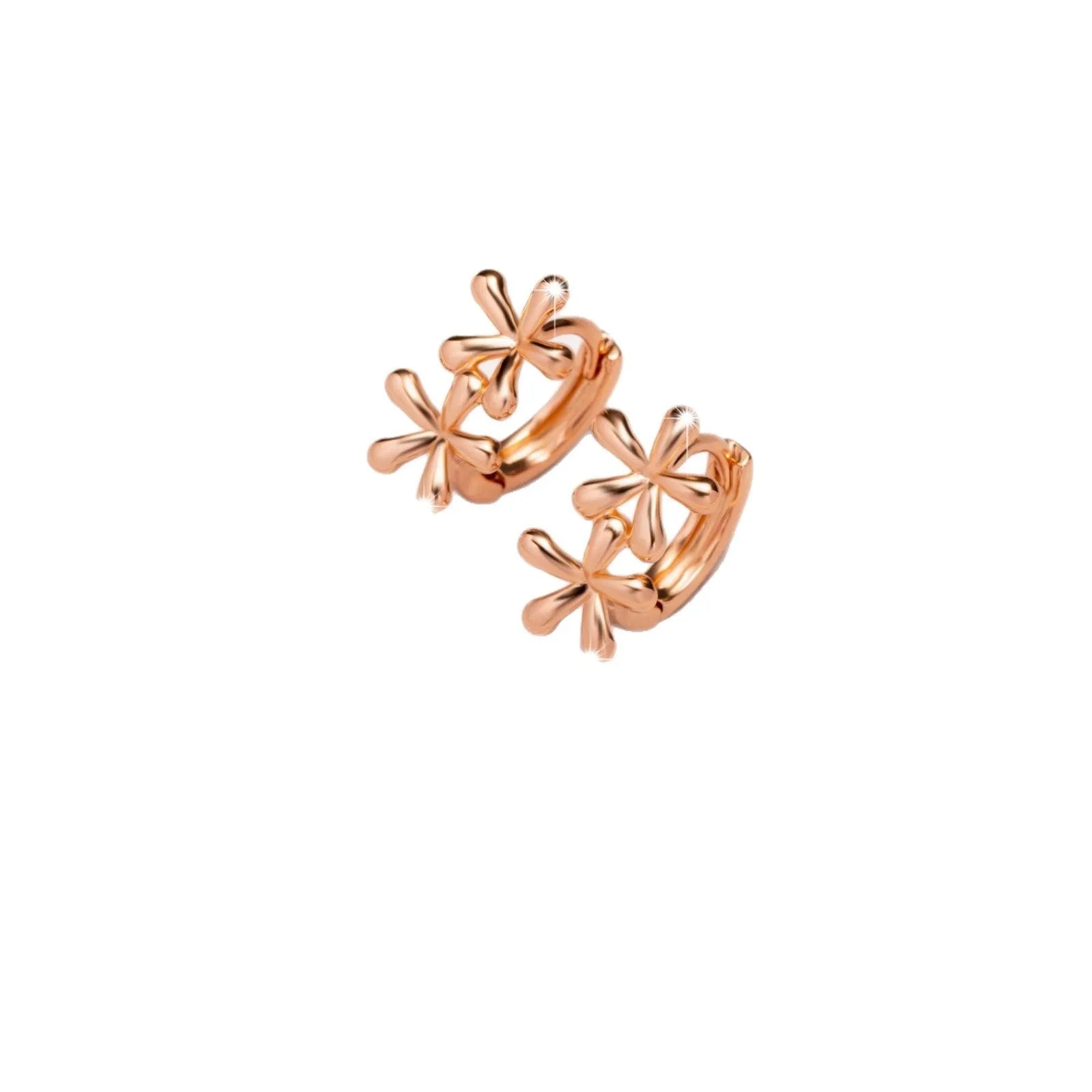 Women's rose gold waterdrop flower earrings with circular shape and electroplated finish