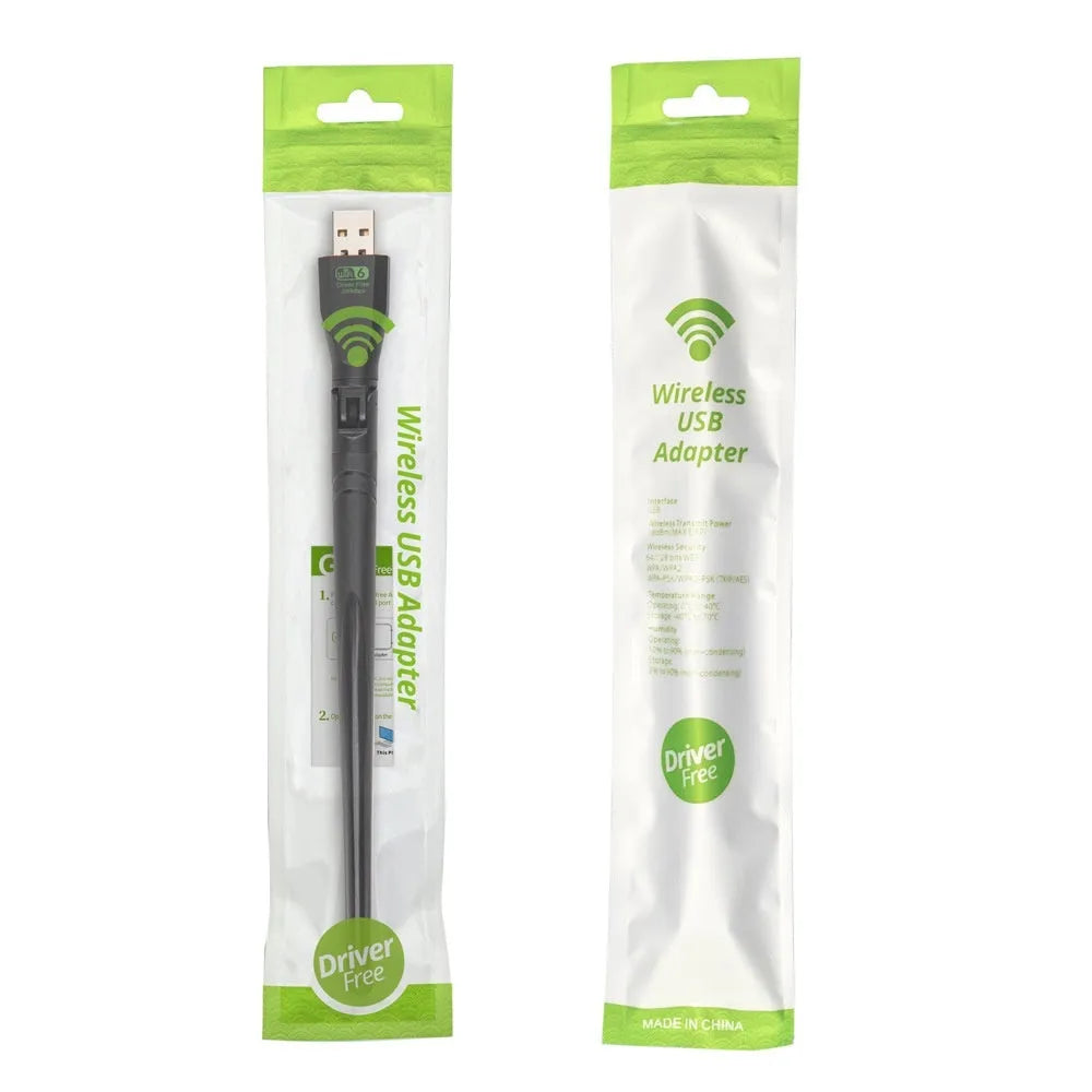 Black WiFi 6 USB wireless network card adapter for desktop and laptop computers
