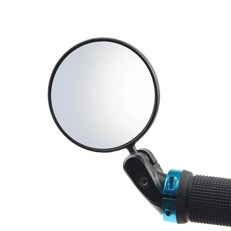 Black foldable convex rearview mirror for vehicles showing 7cm diameter and 360-degree rotation.