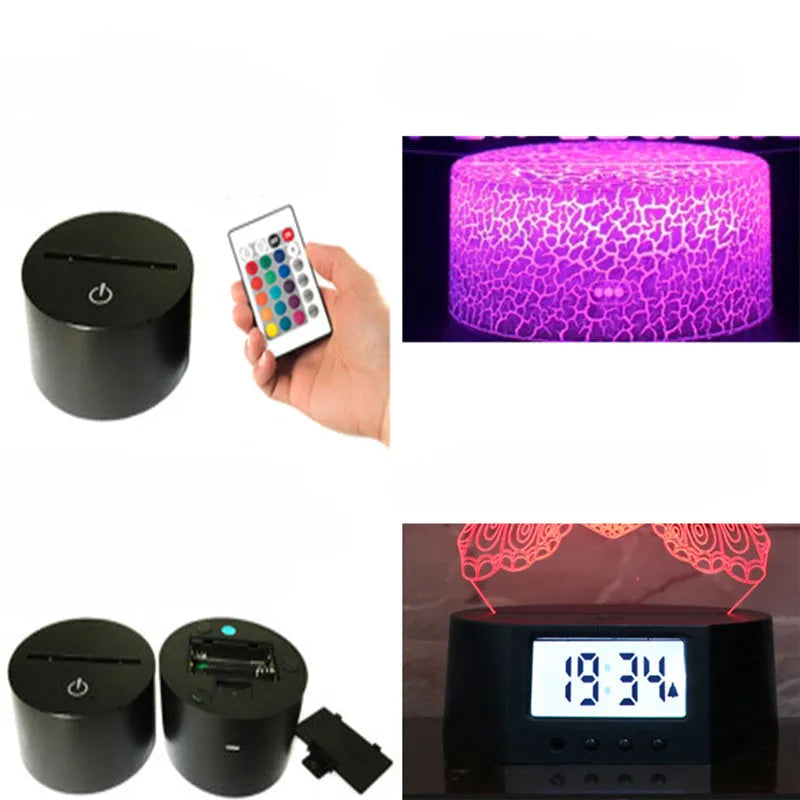 Shark-shaped 3D LED table lamp with colourful lighting on a black ABS base.