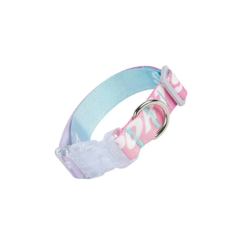 Adjustable nylon dog collar with colourful cartoon gradient print in Panda Green.