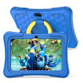 Blue children's educational tablet with silicone protective cover and rotation handle bracket