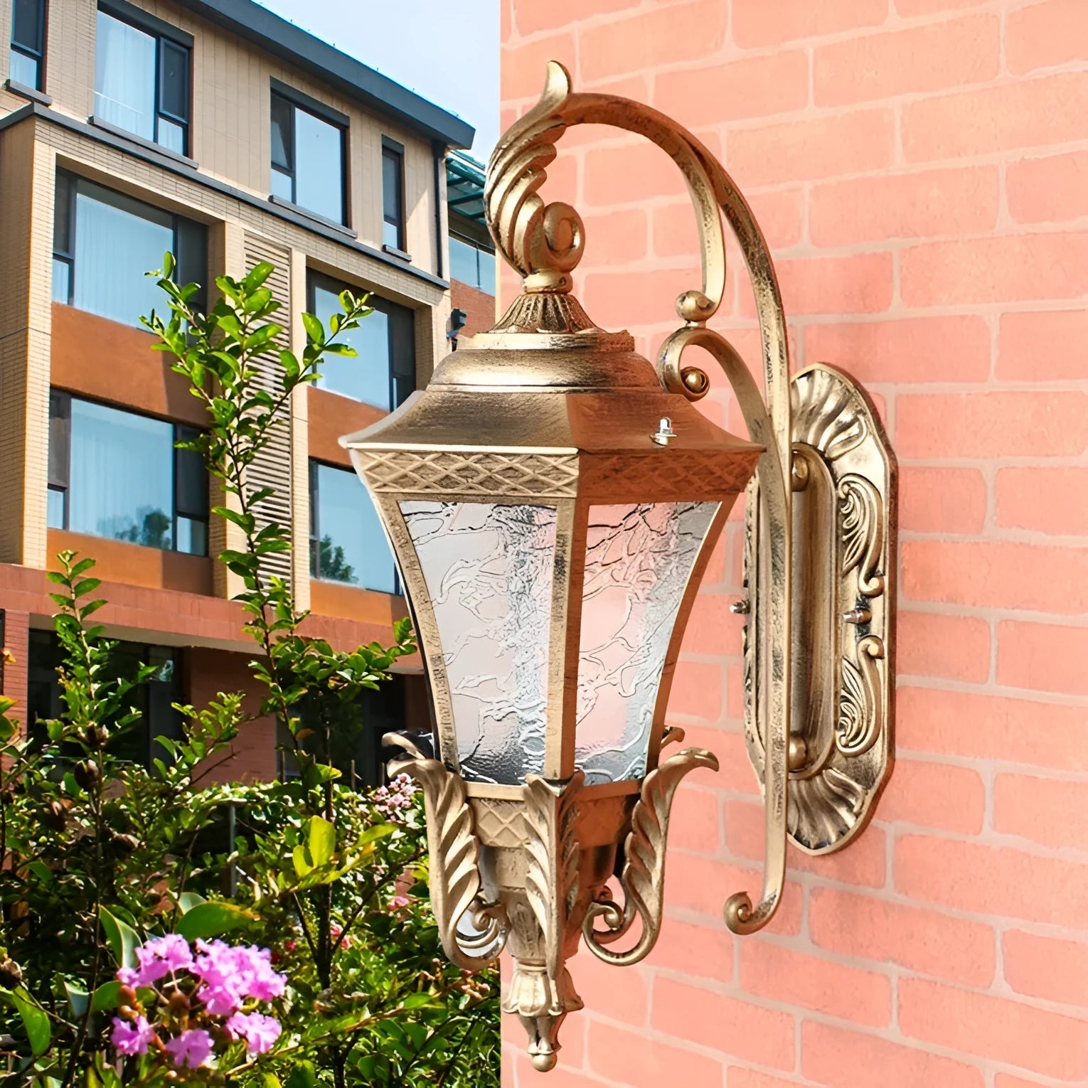 European-style black outdoor waterproof wall lamp with IP54 rating for courtyard lighting