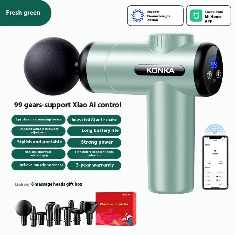 Konka V19 professional electric mini massage gun with multiple massage head attachments