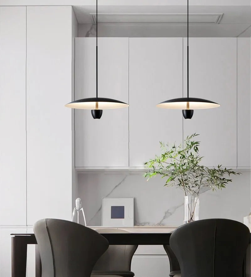 Black modern minimalist ceiling chandelier with 400mm diameter and warm white lighting