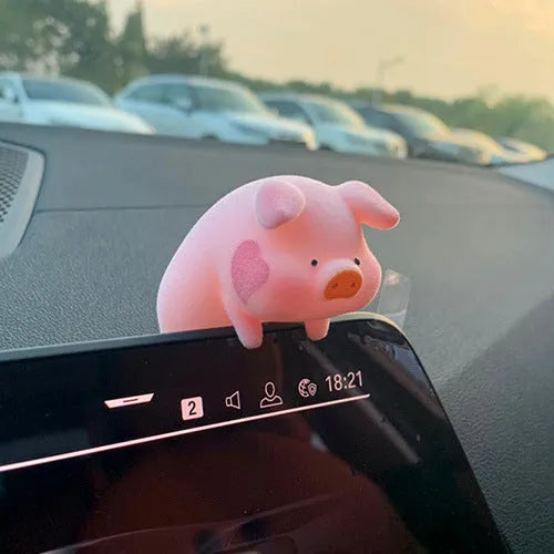 Cartoon pig figurine car dashboard ornament made from resin in various style options