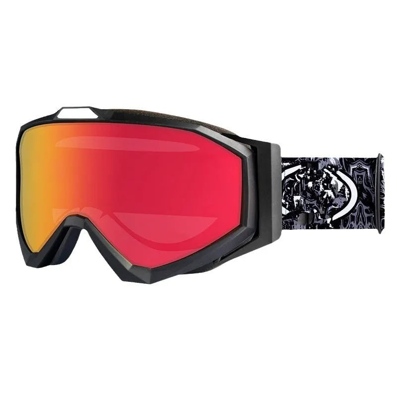 Motorcycle goggles with double-layer anti-fog lenses in black frame with grey lens option