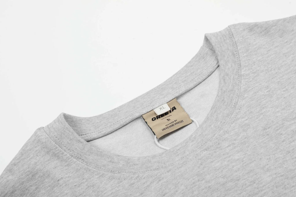 Men's loose retro style cotton long-sleeve t-shirt in black and grey colours