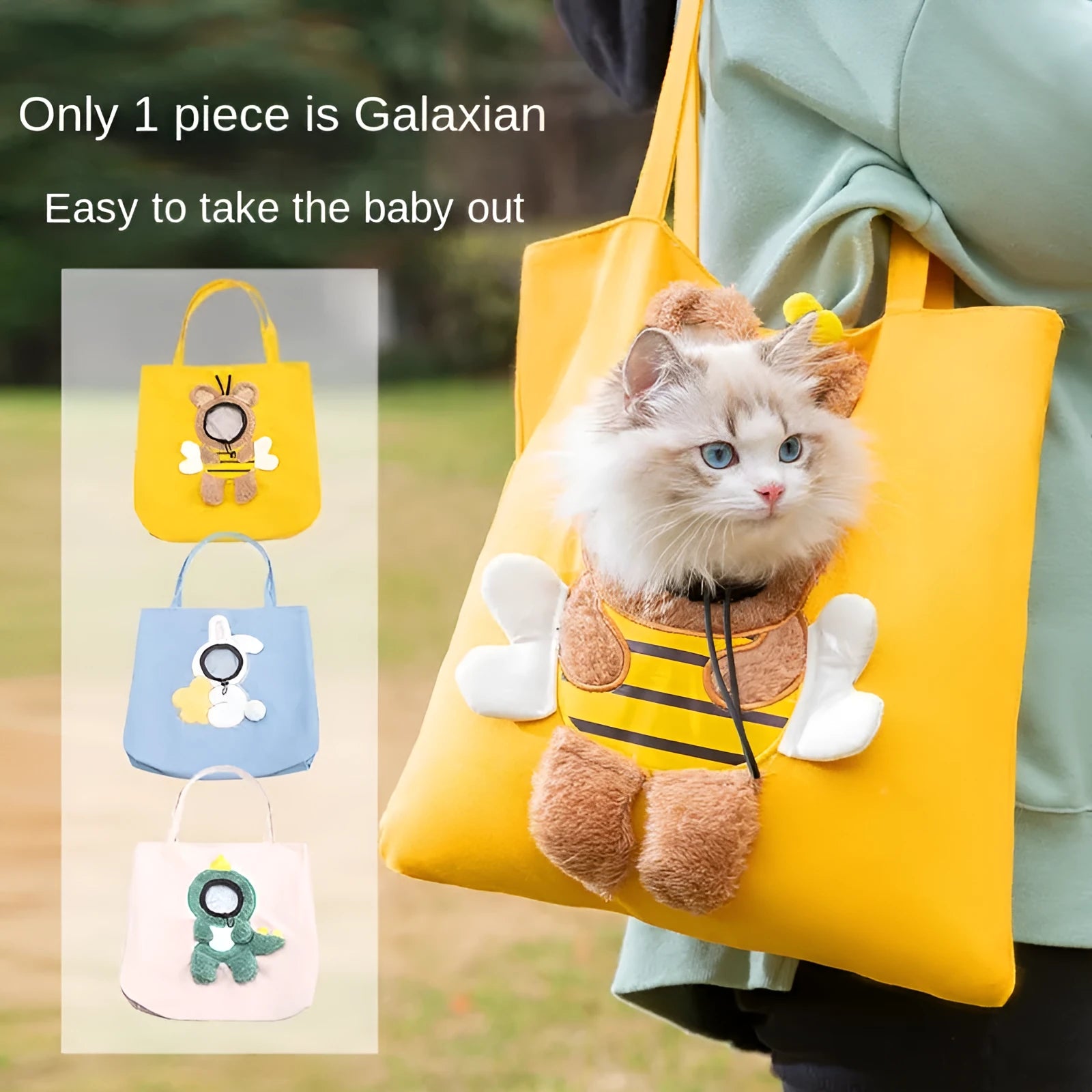 Canvas pet carrier bag with safety zippers and adjustable elastic side opening for dog or cat