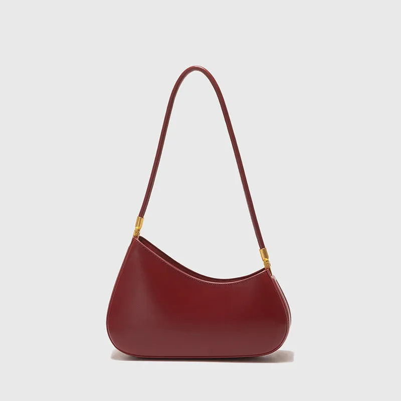 Retro oval women's underarm bag in PU material with sandwich pocket and single shoulder strap