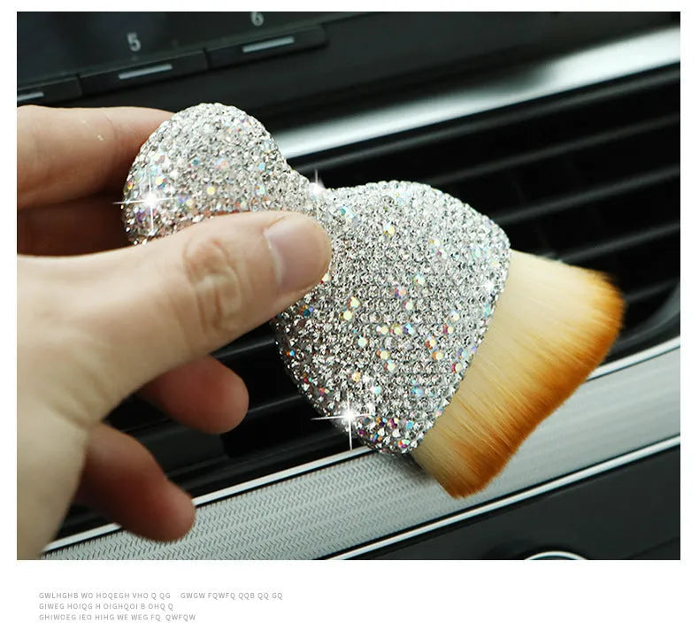 Compact white car interior soft brush for dusting dashboard and vents, showing 10cm length.