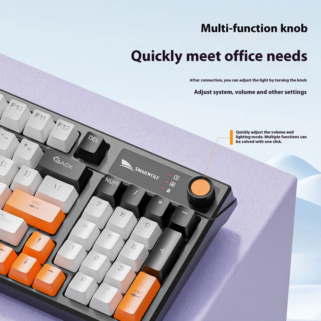 SK15 wired mechanical keyboard for laptops in autumn water blue, black or sunset orange colours