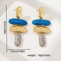 Geometric stud earrings with multicolor electroplated finish on zinc alloy