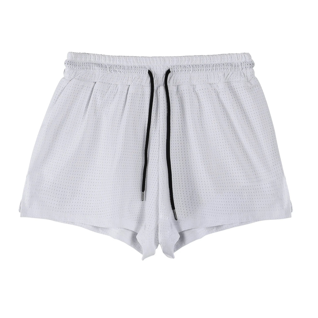 Men's black nylon quick-dry shorts for summer sports and casual wear