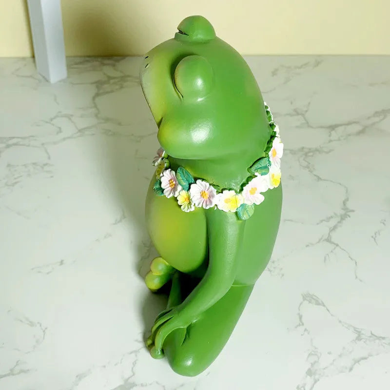 Magic Yoga Frog decoration in RDW123 colour, a European-style plastic and resin micro landscape ornament.