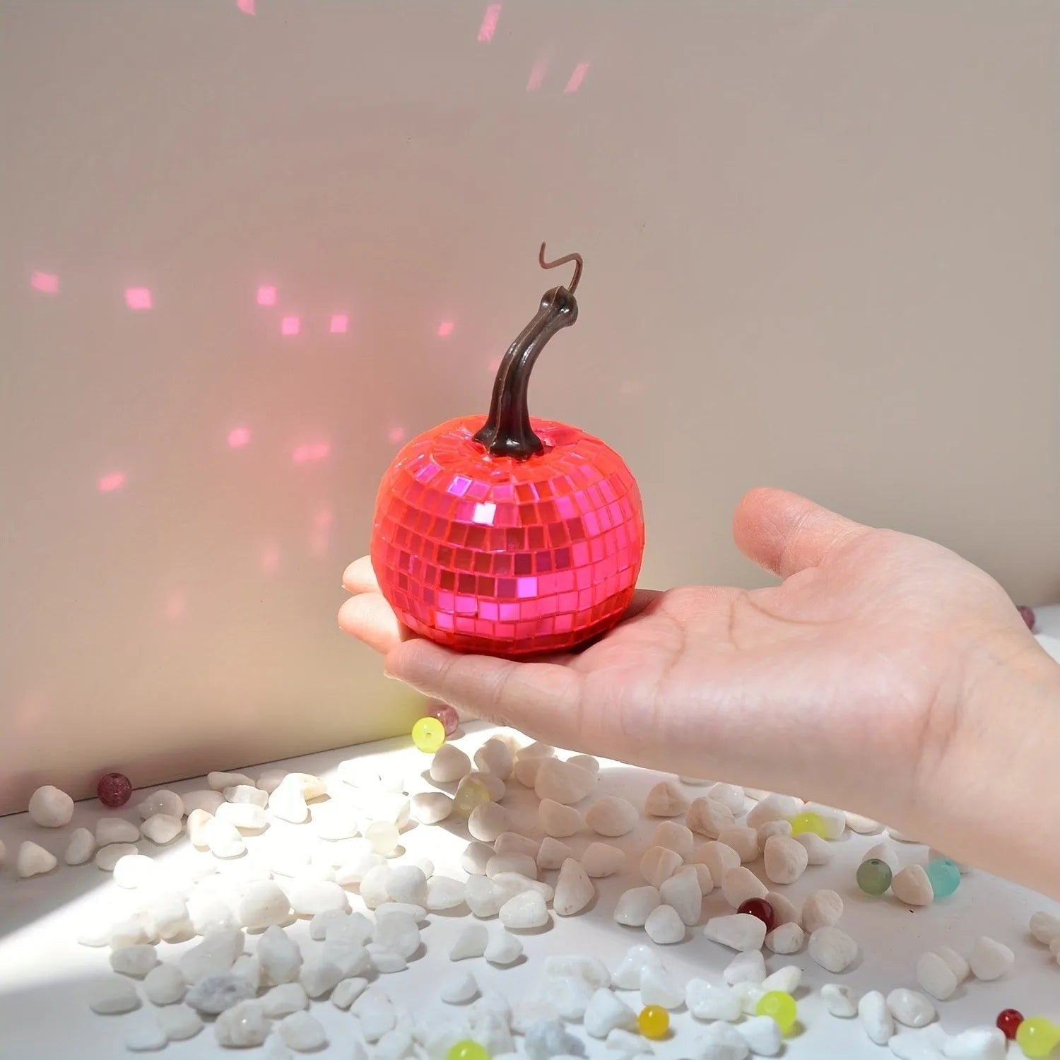 Chinese style glass pumpkin ornament with embroidered texture for Halloween and Christmas decoration.