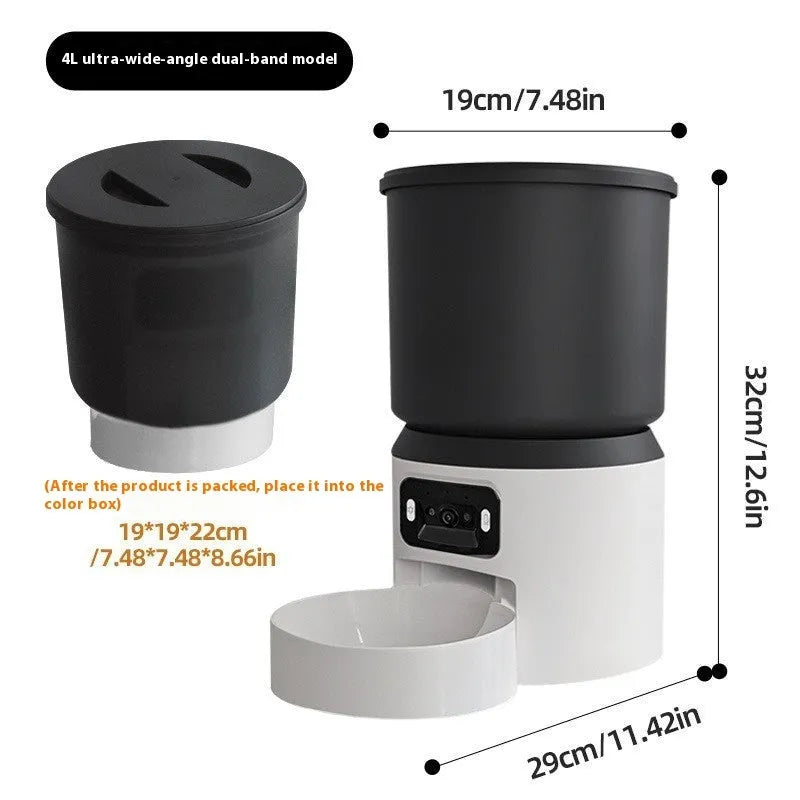 4L smart pet feeder with digital display, food hopper, and stainless steel bowl